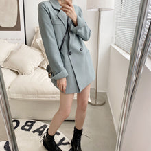 Load image into Gallery viewer, Autumn Solid Color Elegant Blue Blazer Women Jacket Women's Korean Style Loose V-neck Long Sleeve Cardigan