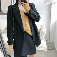 Load image into Gallery viewer, Autumn Solid Color Elegant Blue Blazer Women Jacket Women's Korean Style Loose V-neck Long Sleeve Cardigan