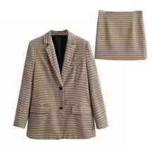 Load image into Gallery viewer, Women Plaid Autumn 2 Piece Set Blazer,High Waist Skirt Office Lady Jacket Skirt Suits Sold Separately Women's Costumes