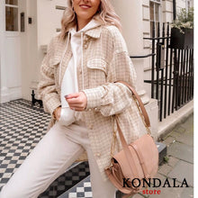 Load image into Gallery viewer, Women Blazer Za 2020 Office Lady Beige Plaid Print Singe Button Jacket Women Long Sleeve Casual Blazer Tops Mujer
