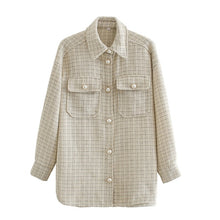 Load image into Gallery viewer, Women Blazer Za 2020 Office Lady Beige Plaid Print Singe Button Jacket Women Long Sleeve Casual Blazer Tops Mujer

